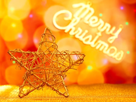 Merry Christmas - new year, beauty, bokeh, xmas, magic, colorful, magic christmas, christmas decoration, pretty, holiday, lovely, gold, christmas, happy new year, star, merry christmas, beautiful, colors, decoration, happy, new