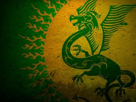 Dragon - dragon, green, fire, wings