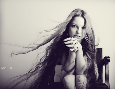 PORTRAIT - woman, photography, bw, portrait, beauty, long hair