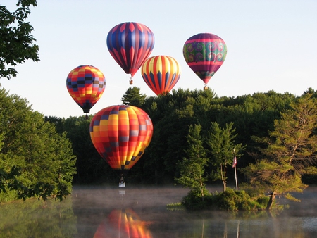 Up and Up and Away - balloons, trees, air, hot