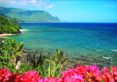 Hanalei Bay, KauaÊ»i, Hawaii - ocean, beach, kauai, tropical, hawaii, escape, fantasy, honeymoon, polynesia, lagoon, holiday, pool, sea, sand