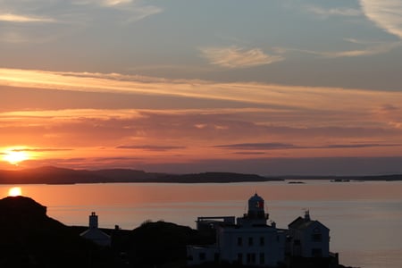 the last watch - calm, ocean, lighthouse, dawn, crookhaven, sunset, sea