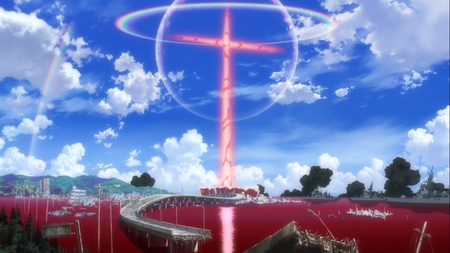 Evangelion 2.22 - You Can (Not) Advance - clouds, cross, rainbow, chaos