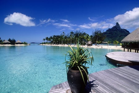 Le Meridien, Bora Bora - ocean, beach, tropical, escape, fantasy, honeymoon, polynesia, bora bora, lagoon, holiday, pool, sea, sand