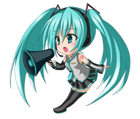 miku version chibi - miku, headphones, vocaloid, chibi