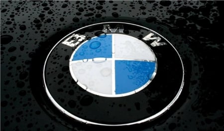 BMW - logo, car, black, wet, bmw