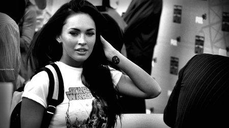 Megan Fox - female, special, beautiful, photography, photoshop, beauty, actress, megan fox, gorgeous, woman, black and white, brunette, sexy