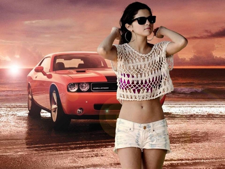 Selena Gomez - gomez, beautiful, singer, actress, car, selena, model, sexy, sunglasses, selena gomez