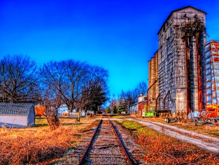 Clear blue Sky - sky, rail, nature, blue, autumn