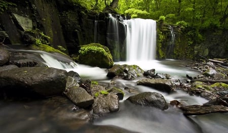 Oirase-Gorge - rock, waterfalls, nature, falls