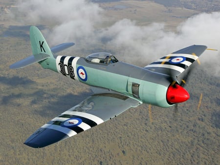 SEA FURY - aircraft, airplane, antique, fly