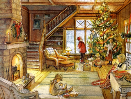 The Home Of Christmas - christmas, winter, christmas tree, home