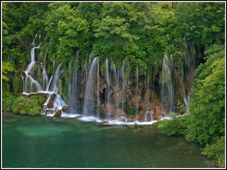 Plitvice Lakes - water, lake, falls, trees