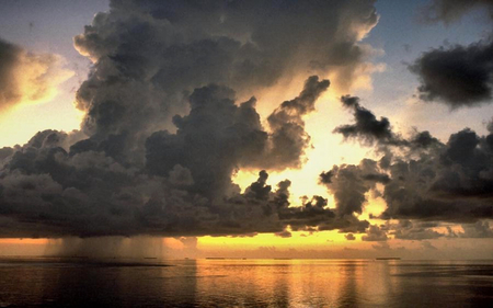 Sunrise - wide screen, morning, lake, rain, photography, water, waterscape, dawn, clouds, scenery, photo, sunrise