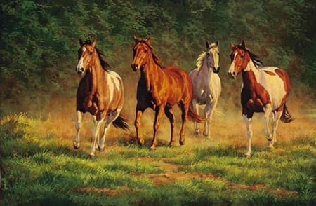 Vinicio Castillo * Caballos de Jarabacoa - animal, painting, run, vinicio castillo, art, horse