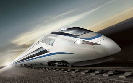 SUPER FAST TRAIN - nice, nature, amazing, cool, 3d, wallpaper