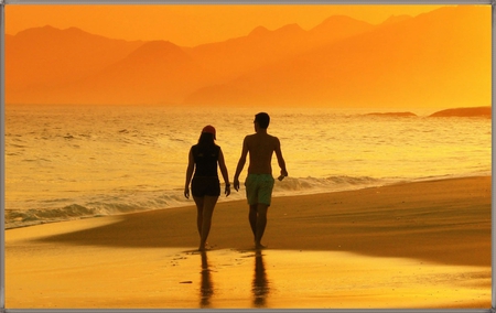 LOVE ON THE BEACH - nature, love, beach, golden image