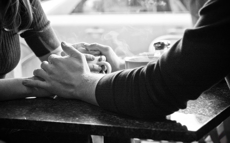 Love - hands, hand, coffee, cafe, black and white, love, cup