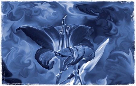 Liquid Blue - abstract, flower, blue, liquid