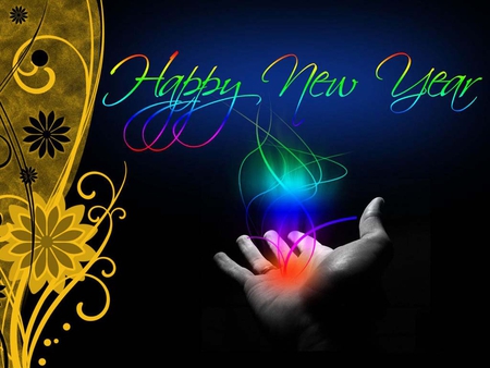 Happy new year - black, hand, holiday, new year