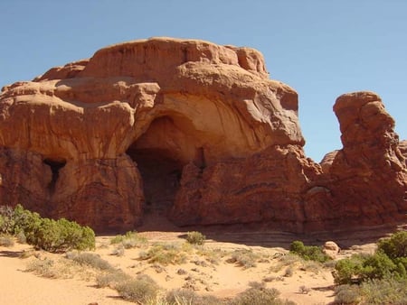 Red Cave - cave, nature, desert, stones, sky