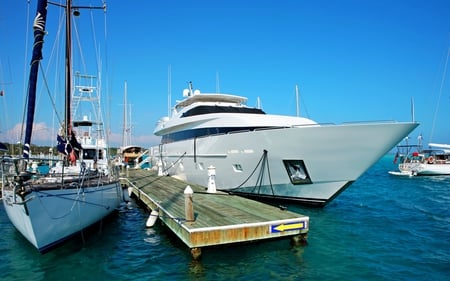 Dream Dock - ship, boat, sea, ocean, dock, dream, yacht, sail, fantasy, sailboat, lake, slip