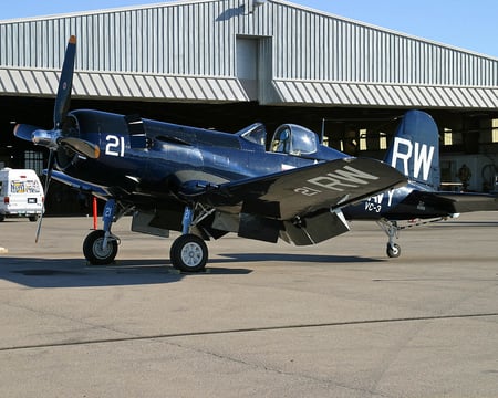 Corsair - Annie Mo - mo, fighter, airplane, goodyear, corsair, vought, plane, black, f4f, sheep, f4u, ww2, annie, f4u-5n, wwii