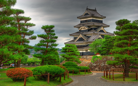 Matsumoto Castle - trees, japan, beautiful, green, matsumoto castle, peaceful