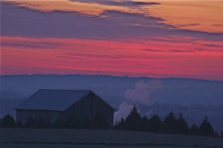 Little Cabin at Sunset - skyscape, sunset, cabin, twilight, landscape