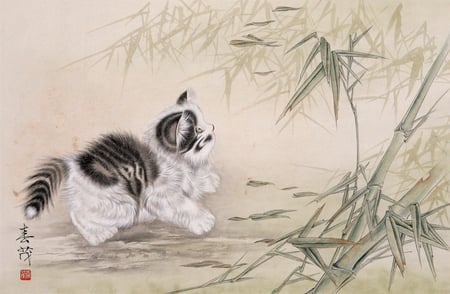 Cat - cat, animal, drawing, kitten