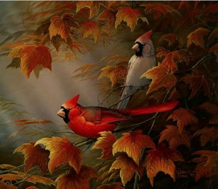 By Sam Timm - bird, cardinal, animal, sam timm, painting, art