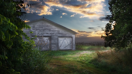 A barn on the mountain - sky, barn, nature, mountain