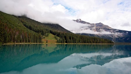 Lake near the mountains - lake, trees, nature, mountain