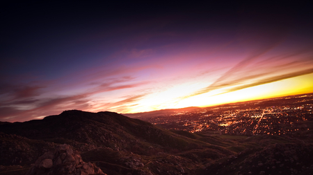 Sunset over the city - city, sky, nature, sunset