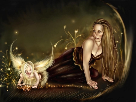 BABE IN THE WOODS - wings, fairy, baby, female