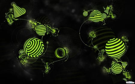 green design - widescreen, black, lines, 1080p, design, green, circle, line