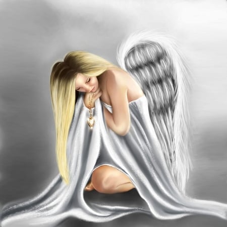 ETERNAL SORROW - female, wings, dress, sorrow, angel, eternal