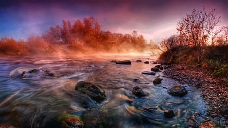 Red Mist - misty, colorful, beautiful, flowing