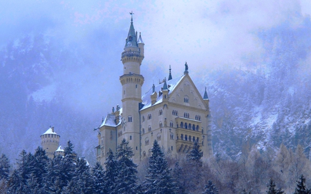 CASTLE in SNOW - neuschwanstein, germany, winter, castle, bavaria