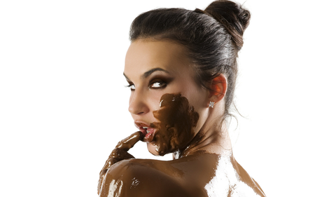 Sweet moment 2 - chocolate, photography, sweet, models, female, brunette, abstract