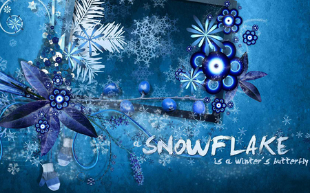 ╰☆╮ღ ❀Winters Butterfly & Snow Flakes❀ღ ╰☆╮ - butterfly, winter, snowflakes, blue