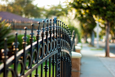 Fence and Bokeh - street, bokeh, trees, plants, fence