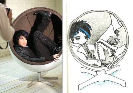 adam lambert in round chair