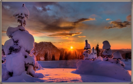 SUN AT SUNSET - winter, sunset, nature, sun