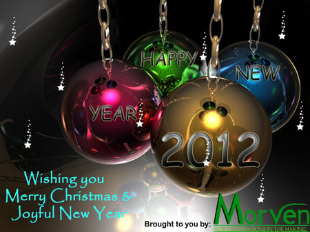 Merry Christmas and Happy New Year - new year, greetings, balls, 2012, christmas