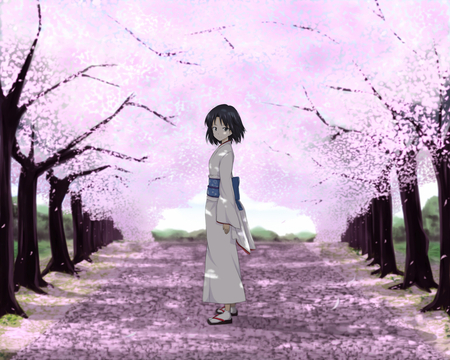 Nice - kara no kyoukai, kimono, ryougi shiki, cherry blossoms, japanese clothes