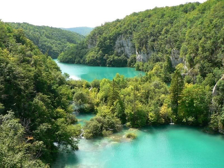 Lake,River and Waterfalls, Plitvice Croatia - lake, trees, falls, river