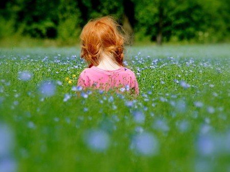 Lost in the nature - girl, nature, people, grass