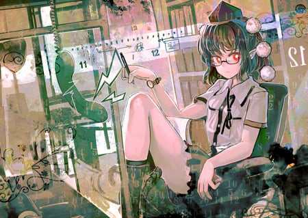 Shameimaru Aya - shameimaru aya, anime, anime girl, skirt, girl, cool, glasses, touhou, sexy