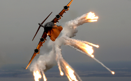 C-17 Flares - military, aircraft, air force, airplane